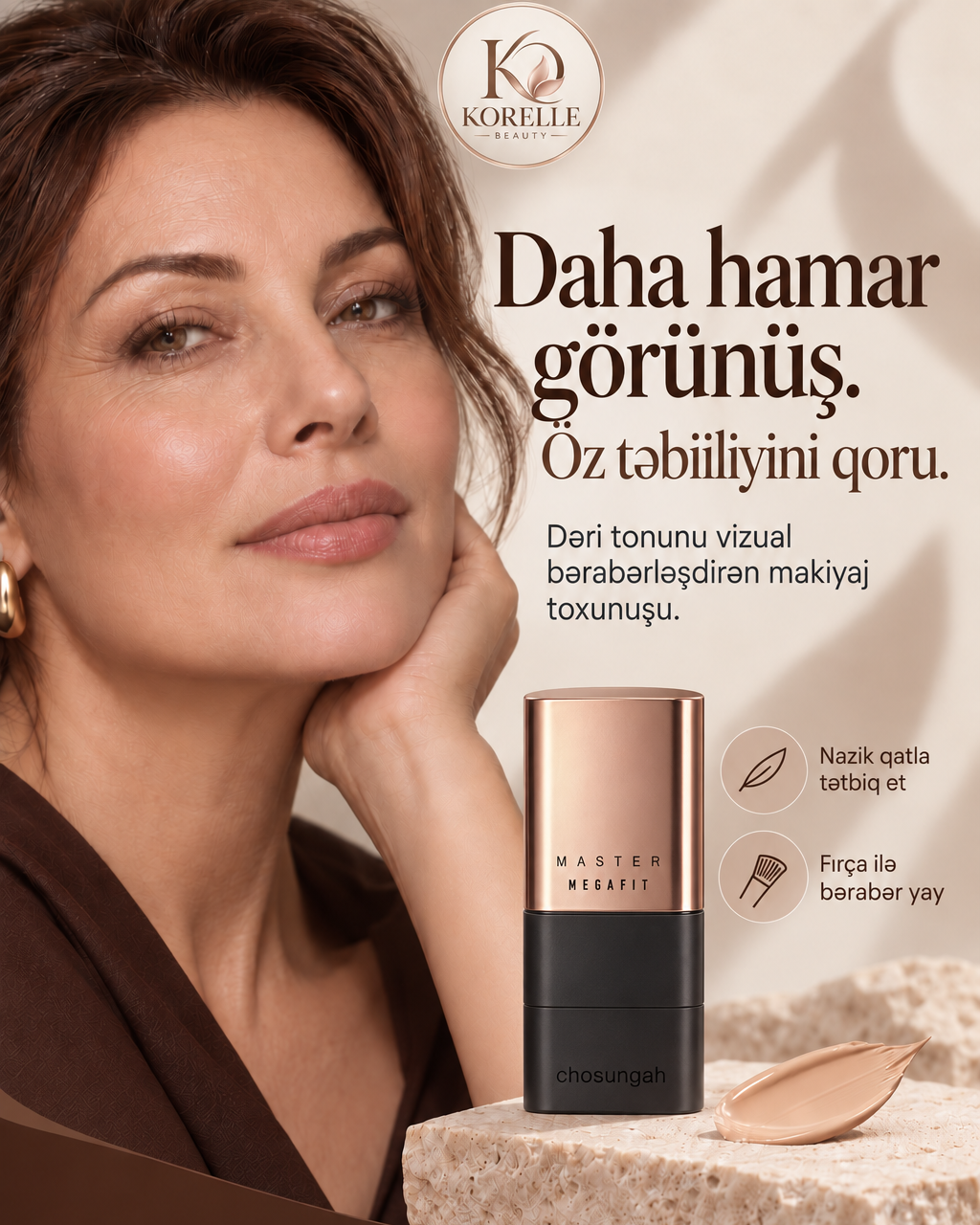 Korelle Fırçalı Stik Tonal Krem — Daha hamar görünüş