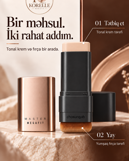 Korelle Fırçalı Stik Tonal Krem — Bir məhsul, iki rahat addım